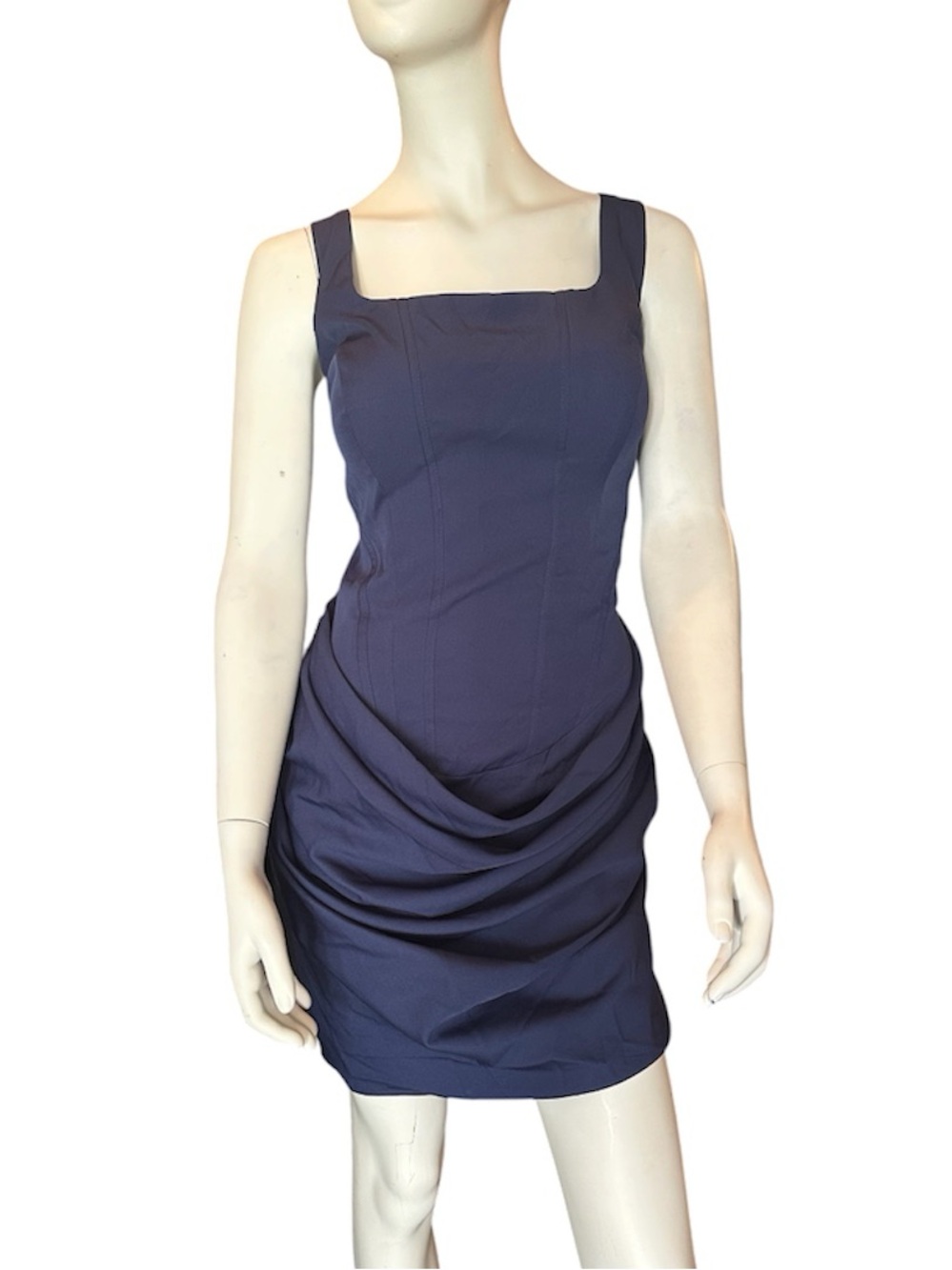 Wear Your Love Square Neck Draped Mini Dress Navy 16W NWT